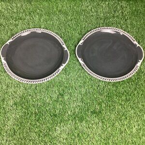 Harker Ware Pottery Platter Plates Gray Set of 2